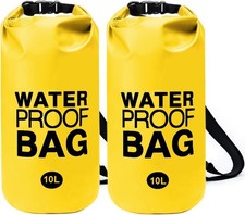 2-Pack 10L Waterproof Dry Bag, Roll-Top, Kayaking, Boating, Fishing, Beach