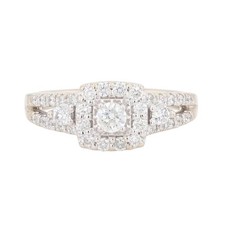 .62ctw Round Cut Diamond Halo Engagement Ring 14k White Gold Size 6.75