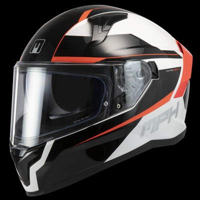 Full Face Motorcycle Scooter MPH Tiger White Silver Red H6IN117