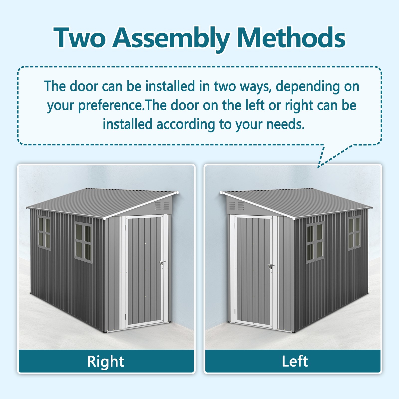 4'x10' Metal Outdoor Storage Shed Large Garden Tool Shed w/Floor Kit & 2 Windows