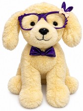 FAO Schwarz plush Yellow Lab Golden Retriever puppy dog purple glasses bow tie
