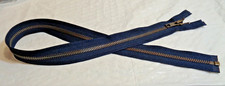 26 inch Muted Dark Navy Blue  Antique Brass Metal 5 YKK Zipper Separating New 