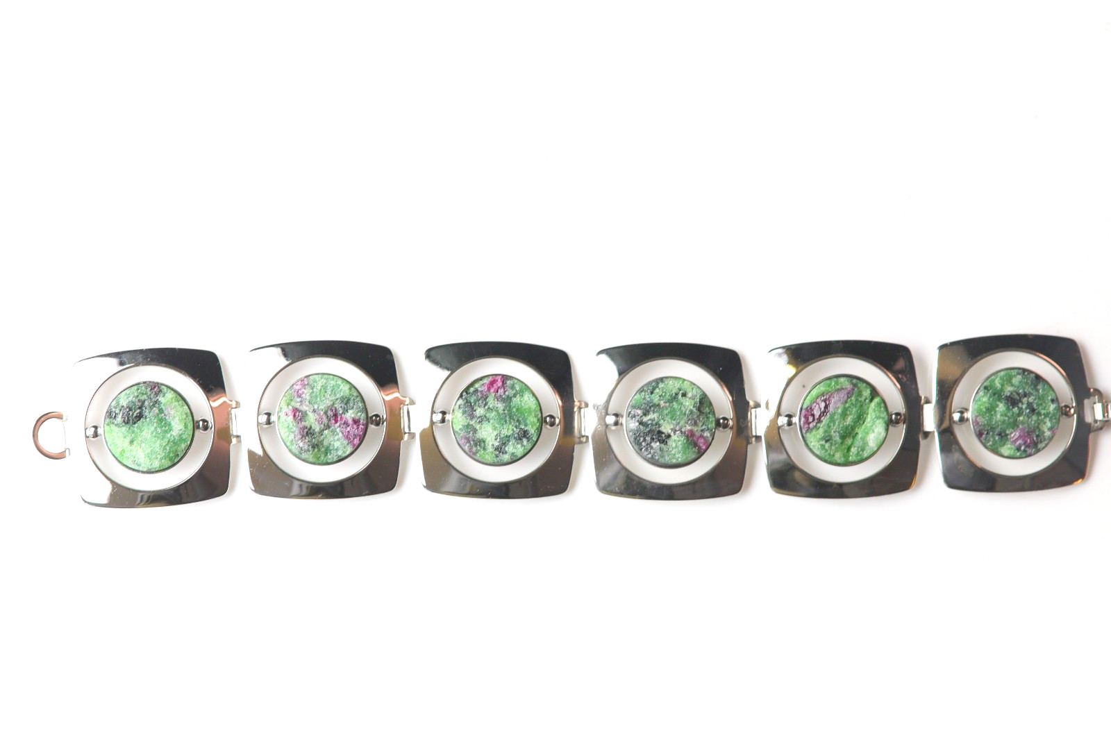 Sterling Silver Bracelet with Ruby Zoisite Untrea… - image 2