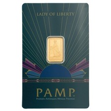 2.5 gram Gold Bar - PAMP Suisse Lady of Liberty (In Assay) 5077.70 per troy oz
