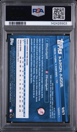 Aaron Judge 2017 Topps Rookie RC #287 PSA 9 - Yankees - MVP - SHIPS ASAP! - Picture 2 of 2