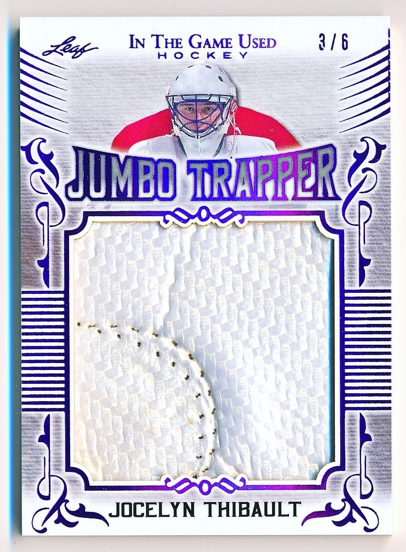 2020-21 ITG Used Jocelyn Thibault Jumbo Memorabilia Purple Trapper #JM-26 (3/6)