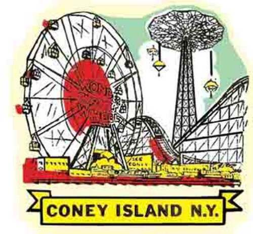 Coney Island, NY    Coaster   Vintage-Looking Travel Decal/Luggage Label/Sticker - Picture 1 of 1