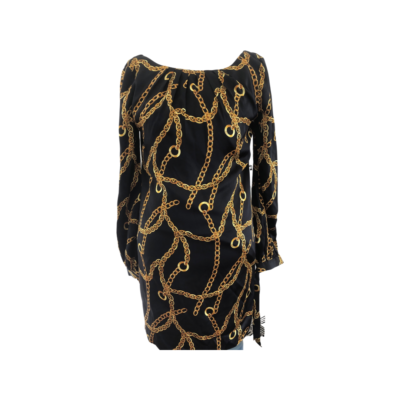 Milly of New York Black with Gold Chains Silk Dress Size 2 | eBay