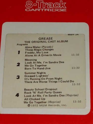 Grease Original Broadway Cast Album 8 Track Cartridge - Picture 4 of 4