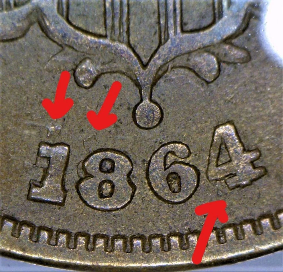 1864 Two Cent PCGS F-15; Large Motto, Repunched Date, FS-1301; Very Rare! - Image 3 of 4