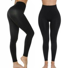 Womens Compression Leggings Black Tummy Control High Waist Anti-Cellulite Pants