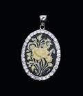 Cameo Cubic Zirconia Pendant 925 Sterling Silver Flower
