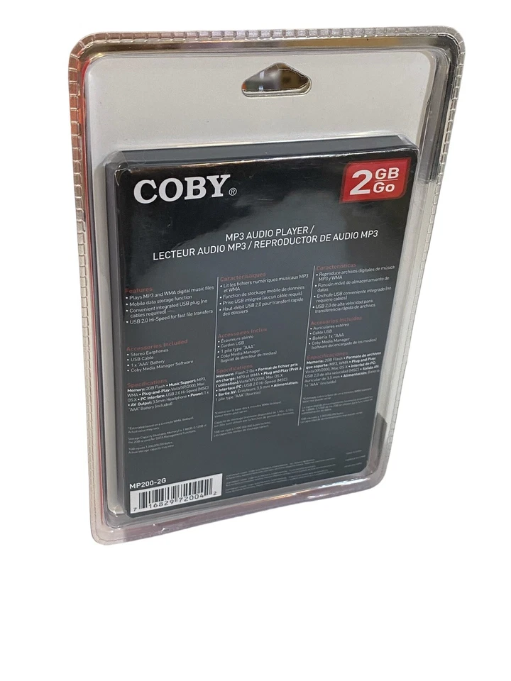 SEALED Coby MP-C855 ( 512 MB ) Mp3 Audio Player FM Tuner USB 240 Songs Black NEW - Image 2 of 3