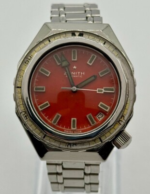 Vintage Zenith Defy A3648 Subsea Date 1968 Orange Automatic Diver