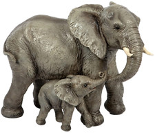 Image of Elephant & Baby Ornament Garden Resin Figurine Home Decor Statue Jungle X-Large