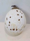 Large Hand Carved Ostrich Egg Elephant Hanging Ornament