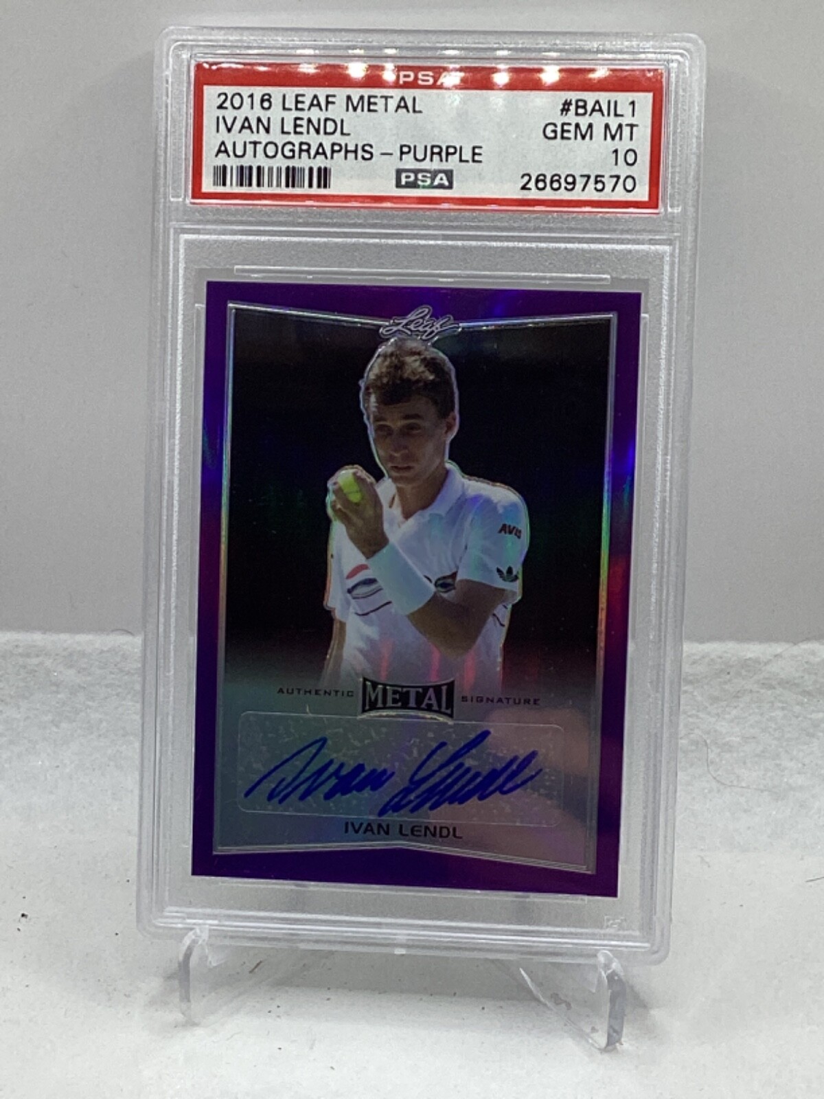 2016 Leaf Metal Auto Purple 12/15 #BAIL1 Ivan Lendl PSA 10 (Top Pop, Pop 1)