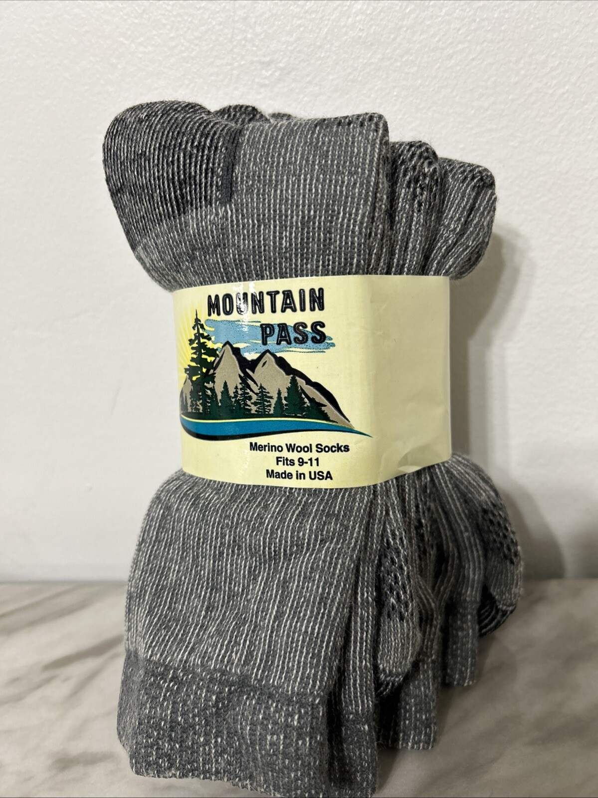3 Pair Grey Mountain Pass 72% Merino Wool Thermal Boot Socks Made USA Fit 9-11