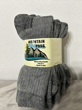 3 Pair Grey Mountain Pass 72 Merino Wool Thermal Boot Socks Made USA Fit 9-11