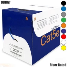1000FT Cat5e Network Ethernet UTP Cable CMR Riser Solid Copper Bulk Wire 24AWG