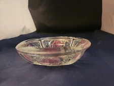 Vintage Floral Heavy Glass Ashtray
