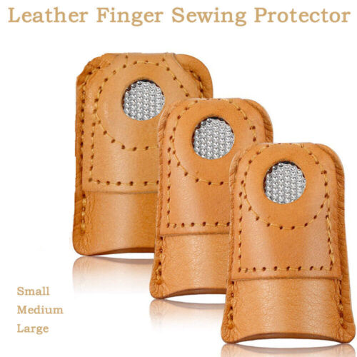 Empuñadura de costura de cuero con dedales para modista alfileres y aguja protectores para dedos - Imagen 1 de 12