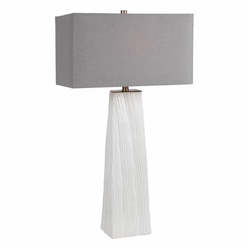 UTTERMOST 28383 SYCAMORE HAND-CARVED GLOSS WHITE CERAMIC TABLE LAMP - Picture 5 of 6