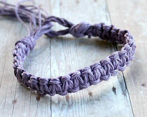 Surfer Hemp Bracelet Purple Flat Natural - Picture 2 of 2