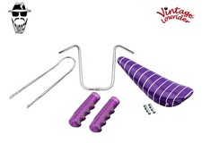 20" LOWIRDER SPARKLE PURPLE STRIPE BANANA SEAT W/ GRIPS,SISSYBAR HANDLEBAR