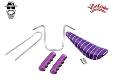 20" LOWIRDER SPARKLE PURPLE STRIPE BANANA SEAT W/ GRIPS,SISSYBAR & HANDLEBAR