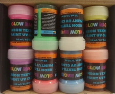 Glow Magic by Individuall UV Textile and Fabric Paint 8 x 20ml paints