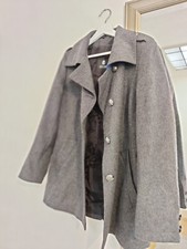 Bauer Pour Femme Women's Grey Coat/overcoat 90% Virgin Wool 10% Alpaca Cozy Y2k
