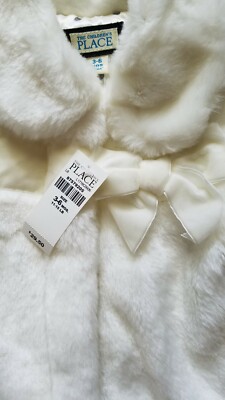 Children's Place Little Girl White Fur Coat NWT The