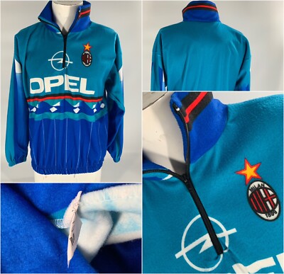 Real Madrid Soccer Pullover M Men Blue Opel Poly ¼ Zip Fleece EUC