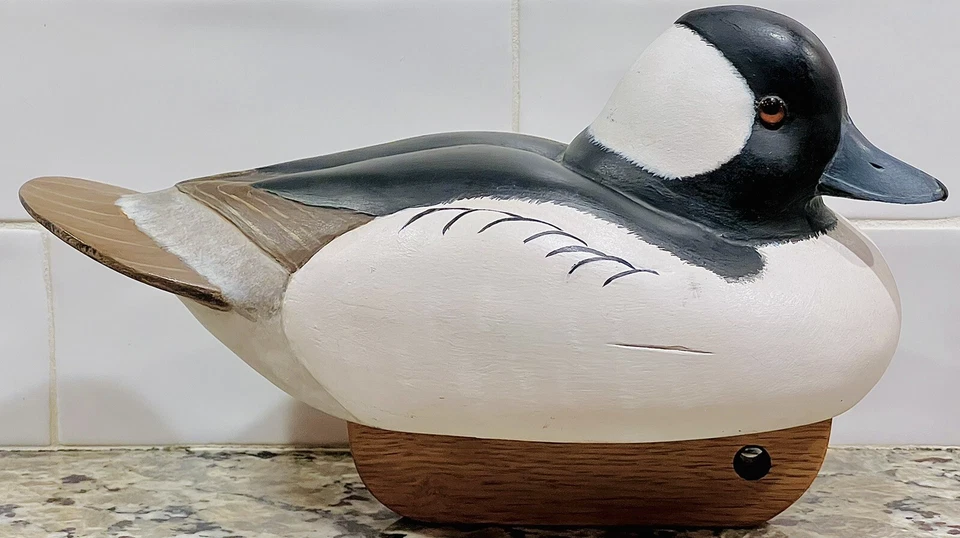 Norm Walsh Drake Bufflehead Decorative Hollow Decoy, Glass Eyes, Keel, 1988 - Image 4 of 4