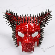 Angry Wolf Steampunk Spikes Animal Masquerade Costume Cosplay Party Mask Red