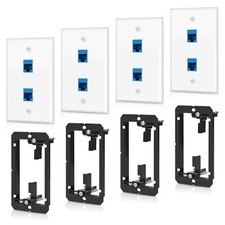 4 Pack Ethernet Wall Plate 2 Port Keystone Jack Blue Cat6 Rj45 Coupler Outlet Co