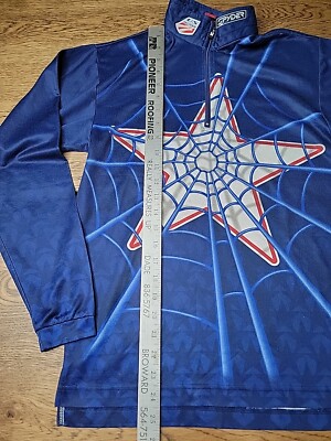 Spyder Sweater Blue US Ski Team 1/4 Zip Spider Web Graphic