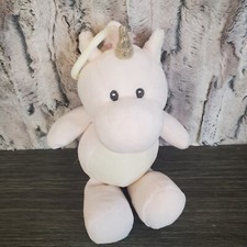KellyToy Baby Plush 10" Pink Ivory Unicorn Rattle Crinkle Arms Clip Toy - EUC