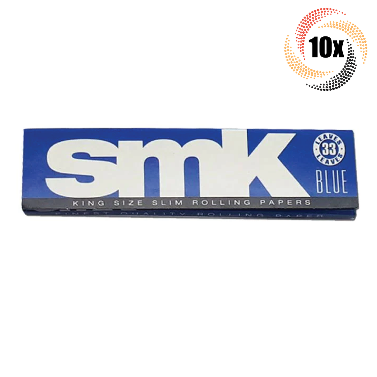 10x Packs SMK Blue King Slim Rolling Papers | 33 Papers Per Pack | 2 Free  Tubes!