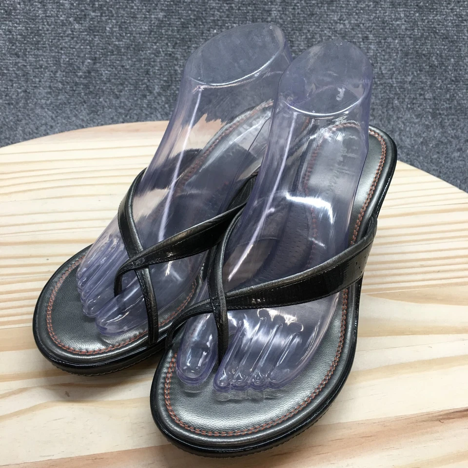 Sandalias Cole Haan Mujer 9.5 B Tanga Gris Sin Cordones Informales Tacones de Cuña Puntera Foto 3 de 4