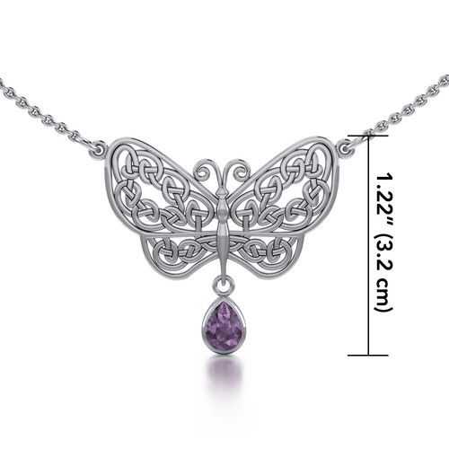 Farfalla Collana Collier con Ametista 925er Argento Simbolo Gioiello - Nuovo - Foto 2 di 2