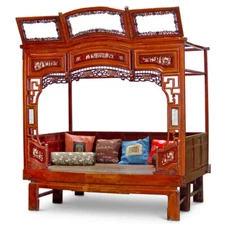 US Seller - Antique Ci Xi Chinese Canopy Bed