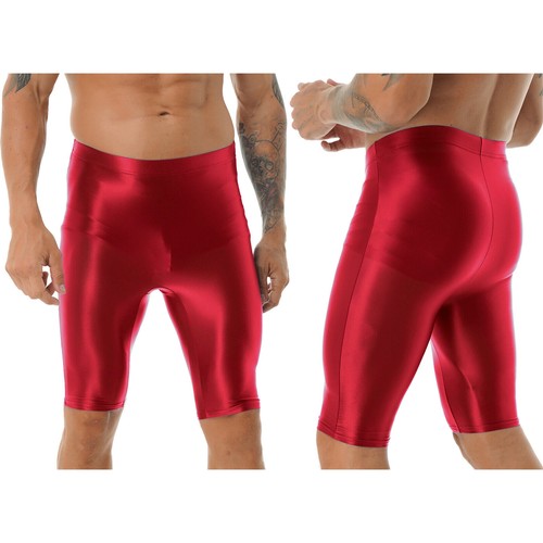 Pantaloncini corti uomo a compressione lucidi fondo stretto leggings fondo allenamento - Foto 13 di 121
