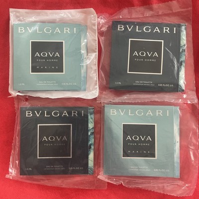 Lot 4 BVLGARI Men Pour Homme EDT eau de toilette Perfume Aqva~Marine~0.2 oz tota