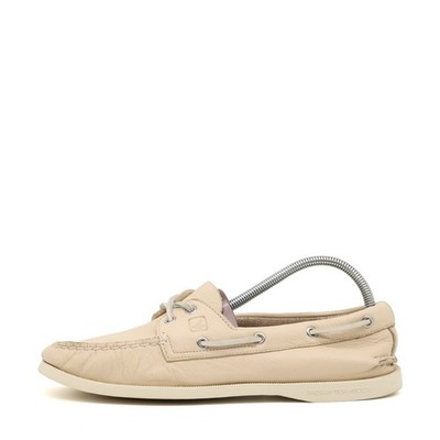 Sperry Damen Top-Sider Schuhe Beige Leder Niedrig Bequem Bootsschuhe EU 40,5