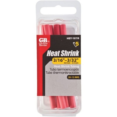 Gardner Bender Heat shrink tube 3/16-3/32 Red 5 ct