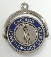 Vintage Sterling Silver Chicago John Hancock Center Pendant Charm Spins #G-6