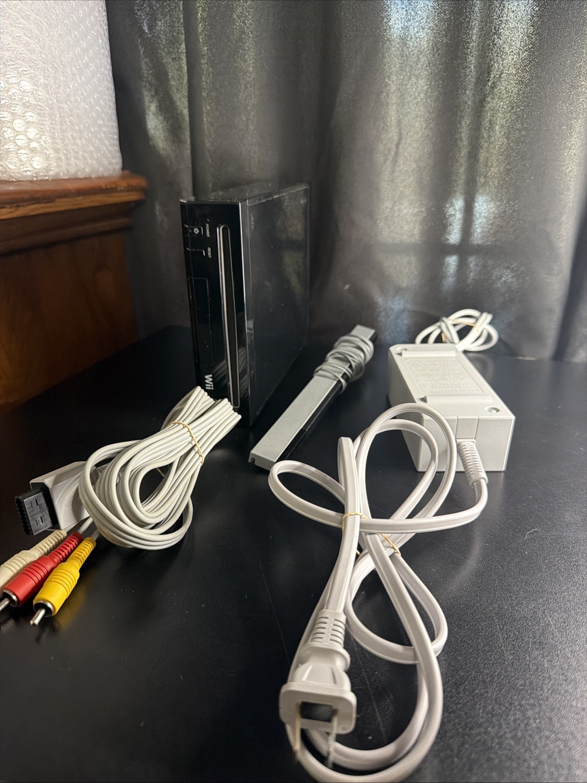 Nintendo Wii Console BLACK RVL-101 No Controllers ALL CORDS