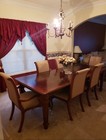 7-Piece Rectangular Medium Wood Dining Table Set w/ 6 Fabric Chairs Brown/Beige — photo 1